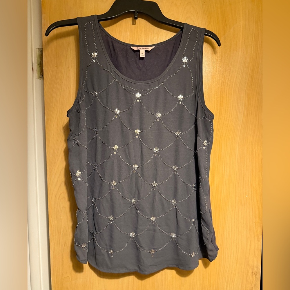 Women’s Juicy Couture Embellished Gray Sleeveless Top Size M
